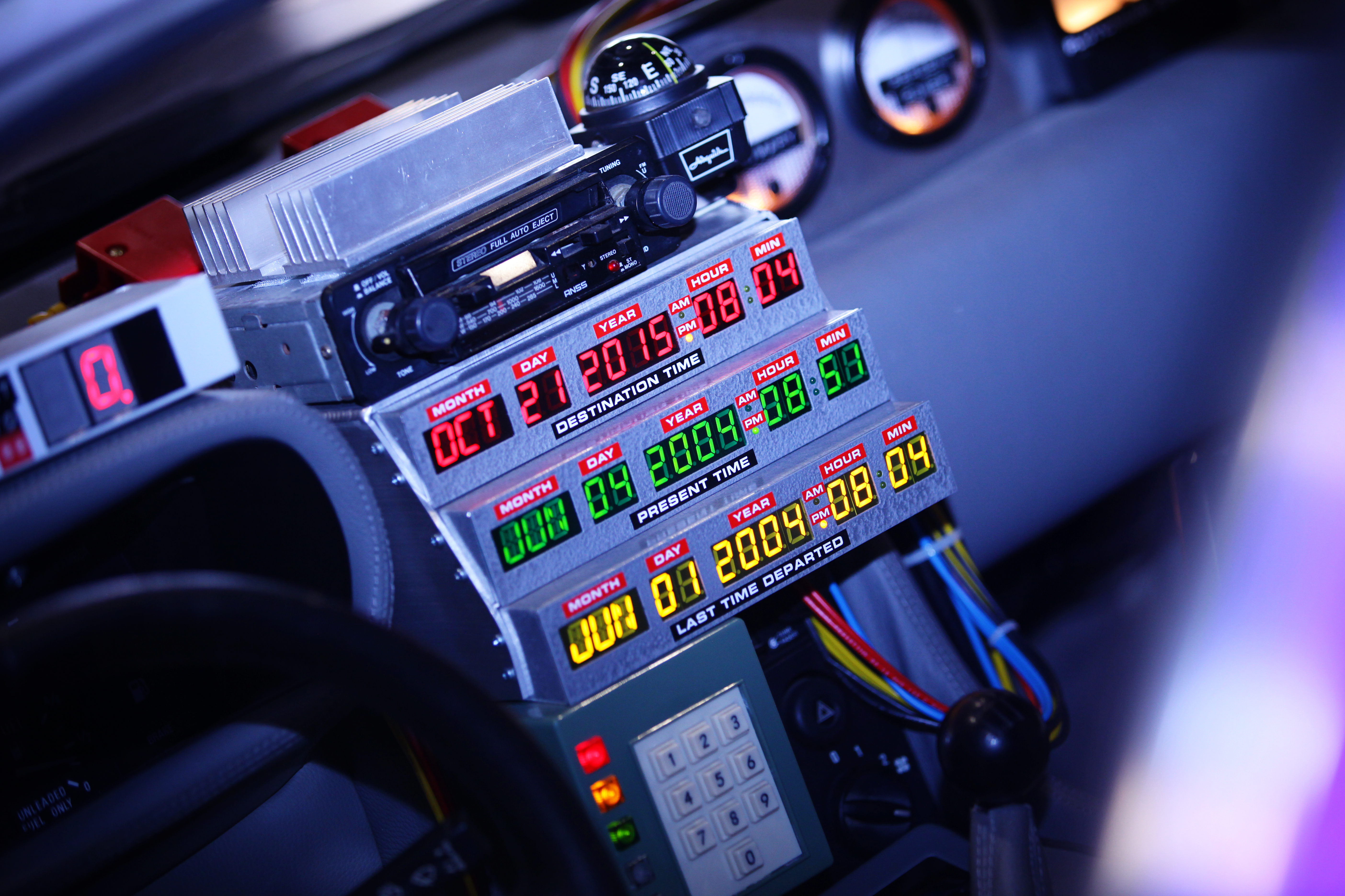 Time circuits display showing destination time