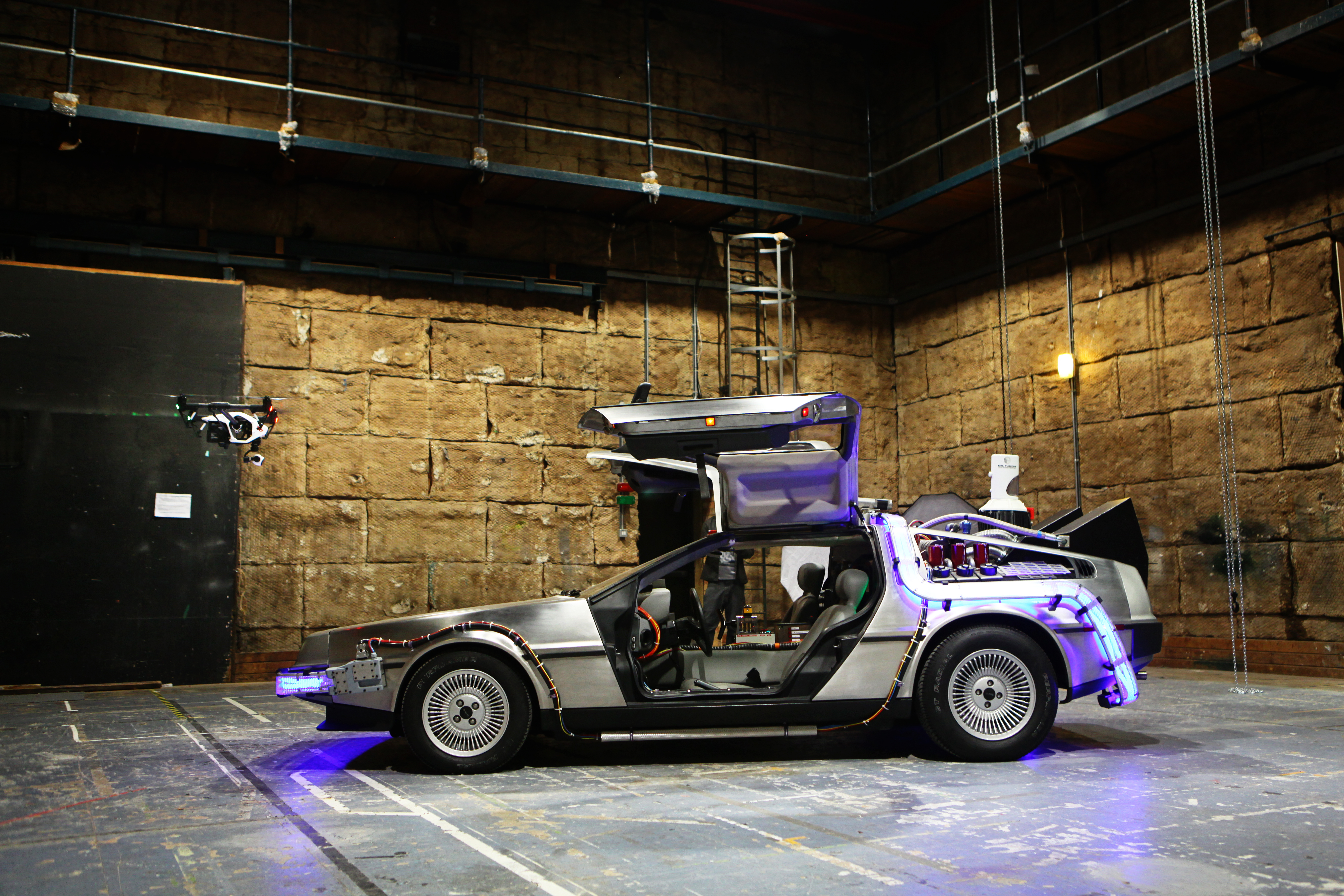 DeLorean side profile in studio